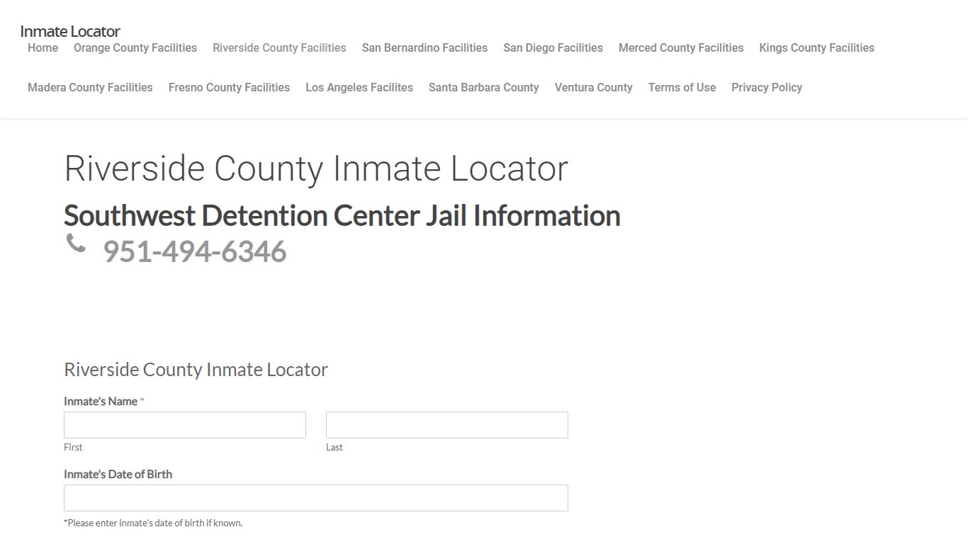 Southwest Detention Center - Inmate Locator